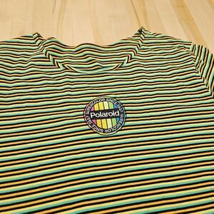 NWT POLARIOD Camera Striped T-SHIRT XL Film Photography RAINBOW Patch Tee Shirt